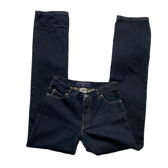 Vintage Guess Denim Jeans Womens Size 27 Boot Leg Low Waist Dark Wash Blue - Picture 6 of 10